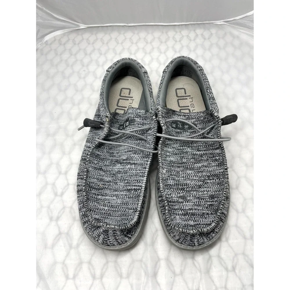 Hey Dude Wally B Sox Mens US 9 Gray Marled Knit Low Top Moc Toe Slip-On Shoes